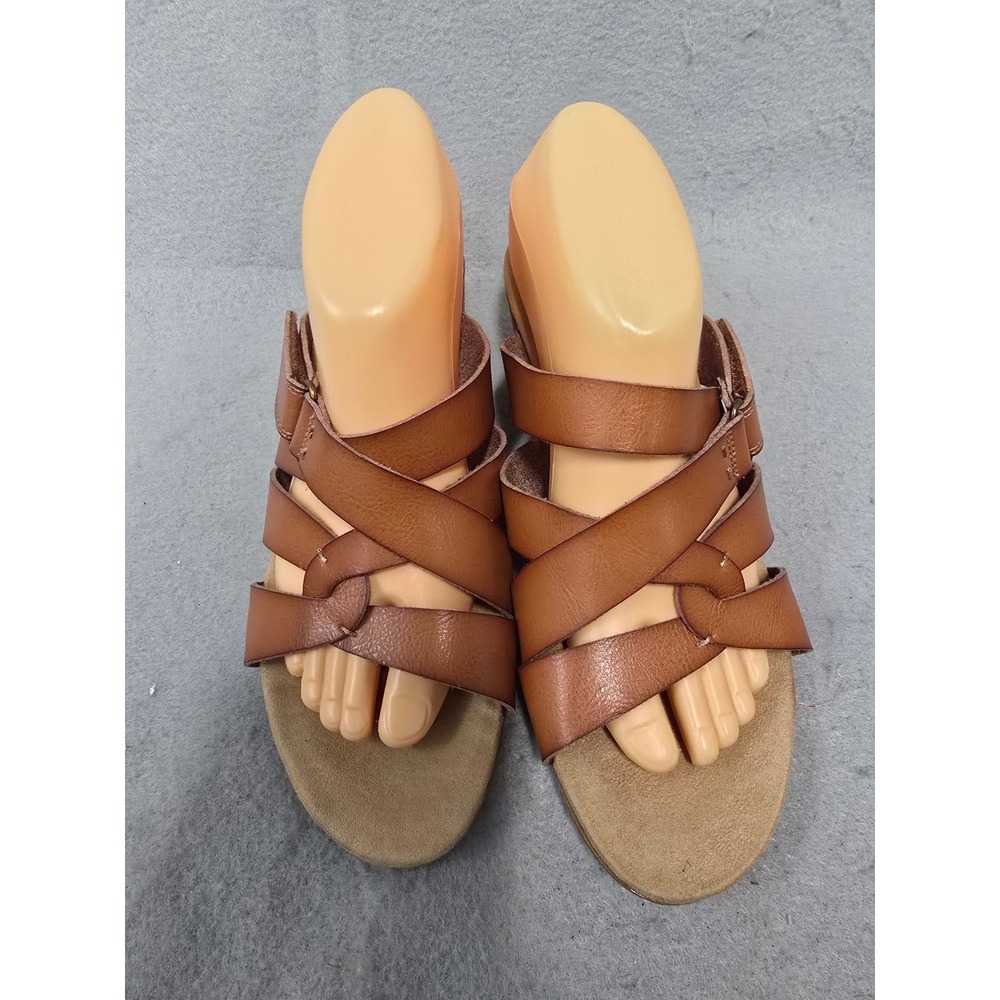 Bjorndal Mabel Brown Strappy Cork Wedge Sandals Womens 9 Hook Loop Strap - Picture 2 of 11